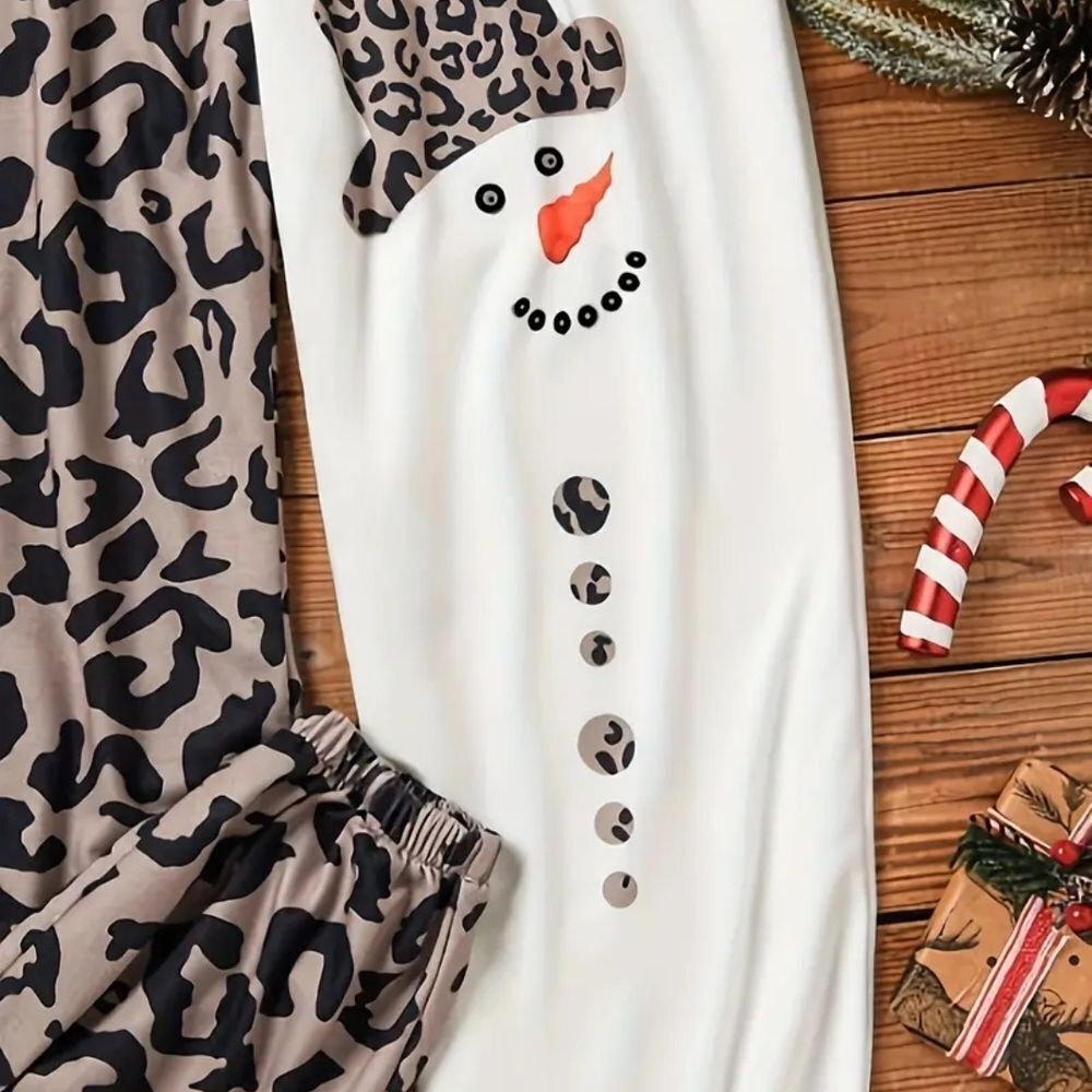 Leopard and Snowman Print Joggers - Picture 2 of 6